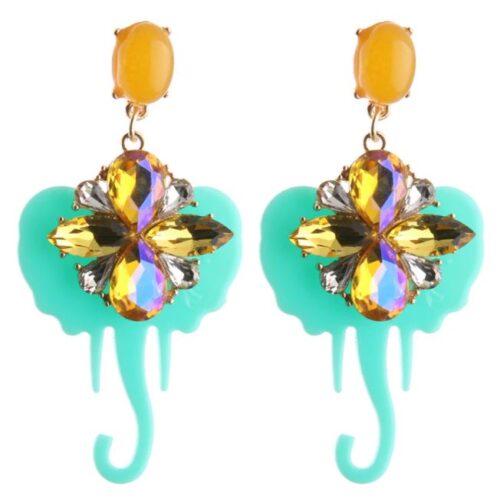 White Elephant Earrings w/ Blue Crystals - Image 2