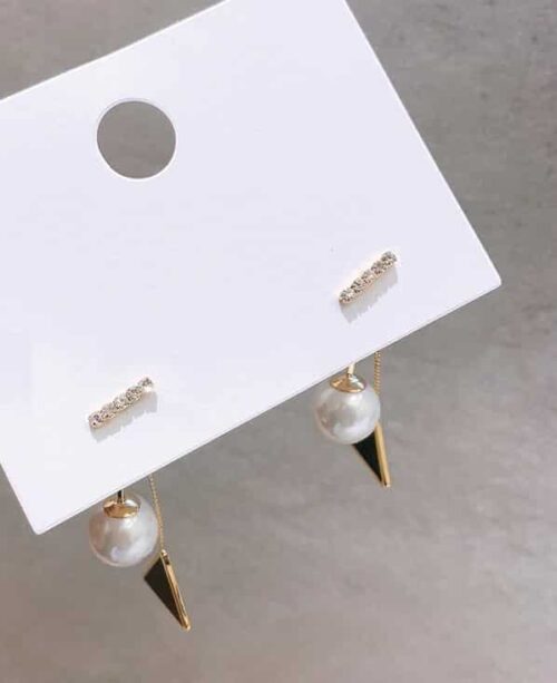 #1 Unique Pendulum Swings | Modern Pearl Designer Earrings | Gold, Black Pearl Earrings - Image 3