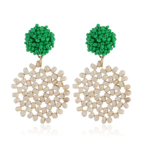 Handmade Dominican Republic Rattan Palm Seed Beaded Earrings - Image 2