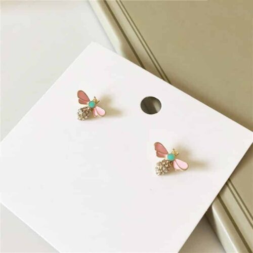 Buzzing Around | Bee Stud Earrings w/ Crystals - Image 3