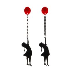 Wall Artist, Banksy Inspired Girl With Red Balloon Earrings