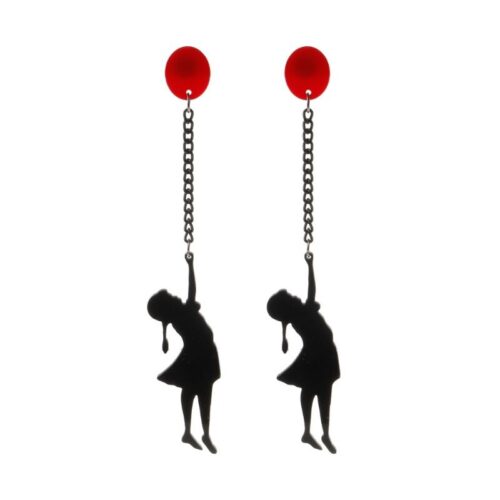 Wall Artist, Banksy Inspired Girl With Red Balloon Earrings