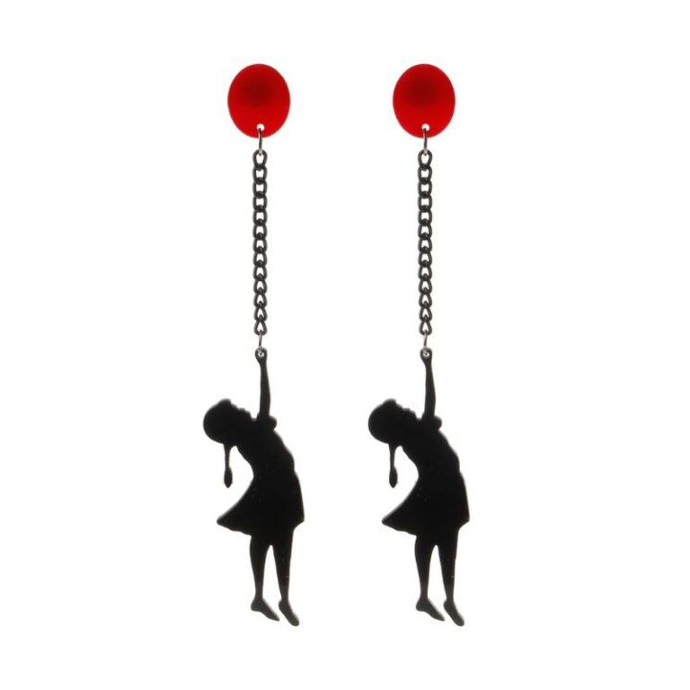 Wall Artist, Banksy Inspired Girl With Red Balloon Earrings