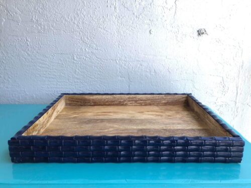 Navy Wood & Acrylic Bamboo Tray - Image 2