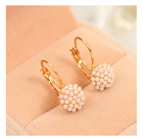 Oceanic Audrey Mini Mesh Pearl Earrings w/ Lever Back Clasps - Image 2