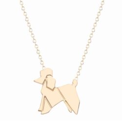 Origami Poodle Necklace Gold Plated