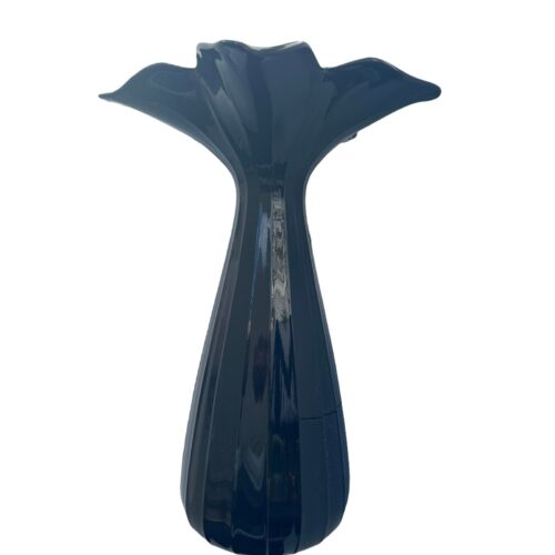 Mid-Century Modern Flared Tall Black Glass Vase - Image 5