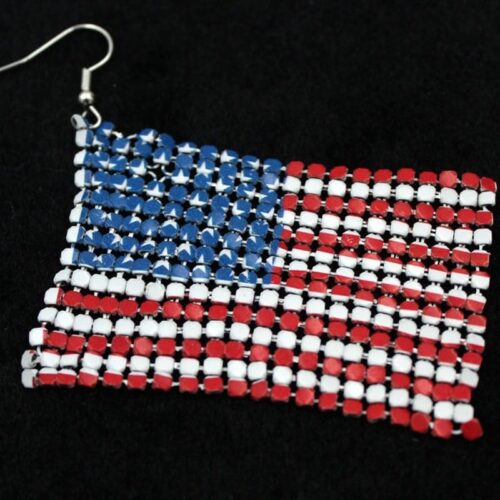#1 American Flag Earrings | American Flag Mesh Earrings | Red White Blue Earrings - Image 2