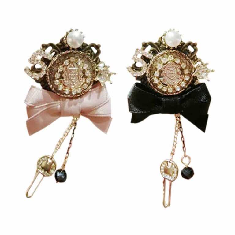 No. 5 Pin w/ Black & White Camellia Flower Brooch