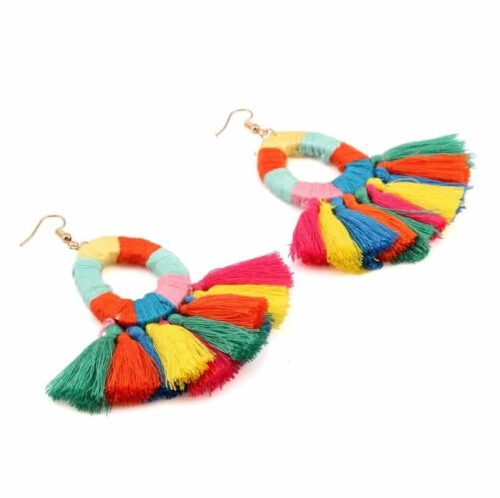 #1 Burano Tassel Fringe Handmade Earrings | Colorful Earrings - Image 6