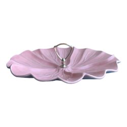 Vintage Pottery Pink Cabbage Tray Serving Dish With Handle