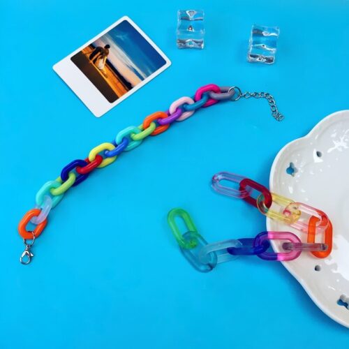 Colorful Rainbow Handmade Chain Candy Bracelet - Image 3