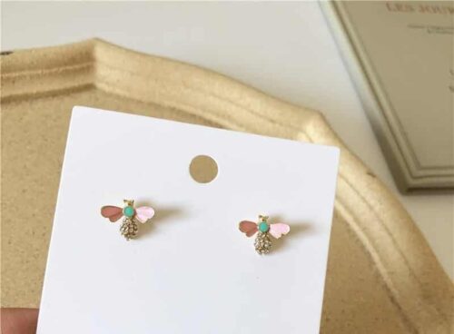 Buzzing Around | Bee Stud Earrings w/ Crystals - Image 2