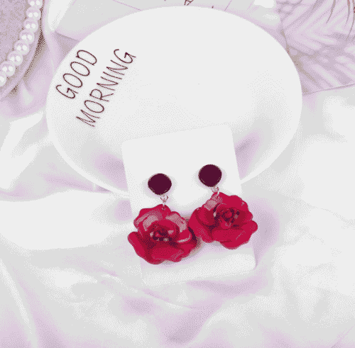 2 Roses A Day Acrylic Beautiful Handmade Earrings | Rose Earrings - Image 3