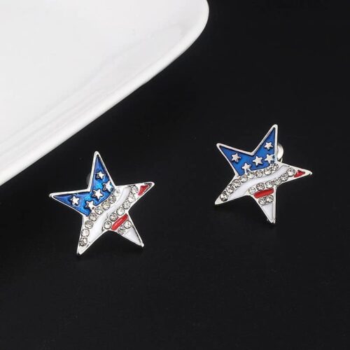 Star Shape American Flag Stud Earrings | Patriotic Earrings - Image 6