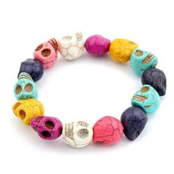 Colorful Vintage Natural Stone Skull Beach Bracelet