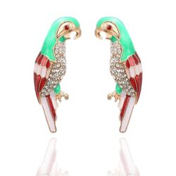Polly Parrot Earrings w/ Rhinestones
