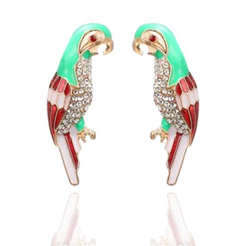Polly Parrot Earrings w/ Rhinestones
