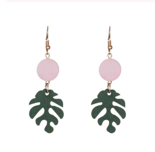 Palms Down Miami Tropical Leaf Earrings From Repurposed Wood - Image 2
