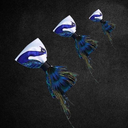 Peacock Tail Feathers Handmade Bow Tie - Image 4