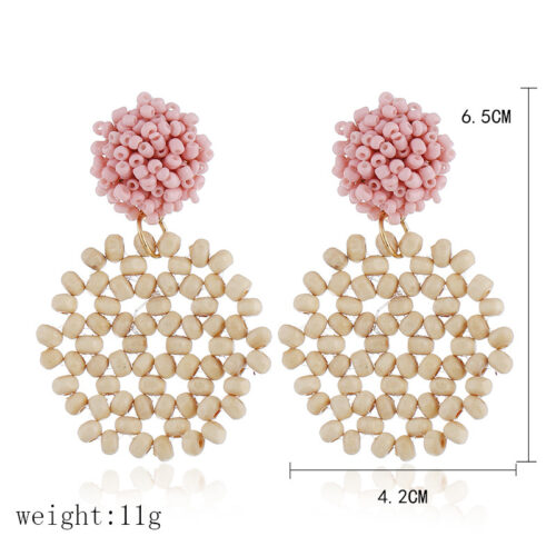 Handmade Dominican Republic Rattan Palm Seed Beaded Earrings - Image 3