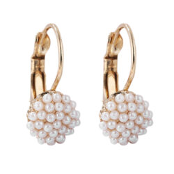 Dainty Elegant Pearl Bead Ear Gold Lever Back Earrings