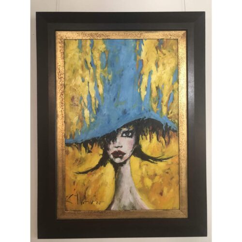 Top Lady Original Oil Painting With Gold & Black Frame - Image 3