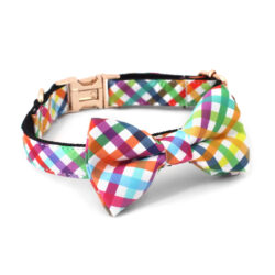 plaid pet bow tie collar, pet bow tie, pet collar, dog collar, printed dog collar, cloth dog collar