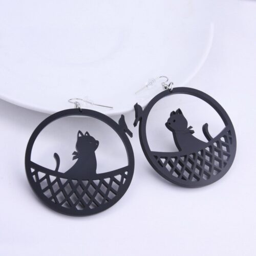 For The Birds | Acrylic Cat Earrings Silhouette - Image 2