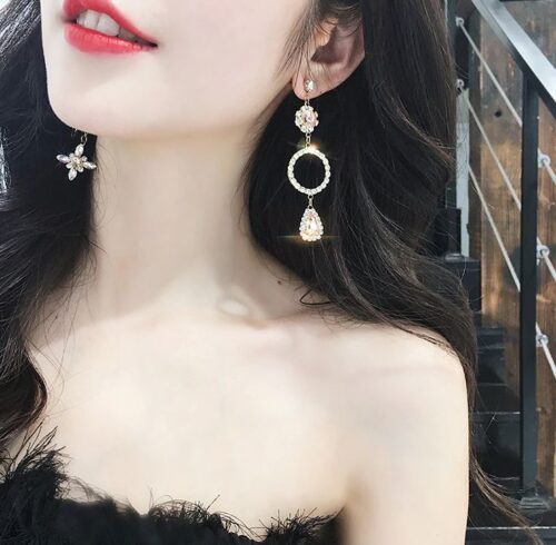 Over The Moon | Vintage Crystal Moon Asymmetric Earrings - Image 5