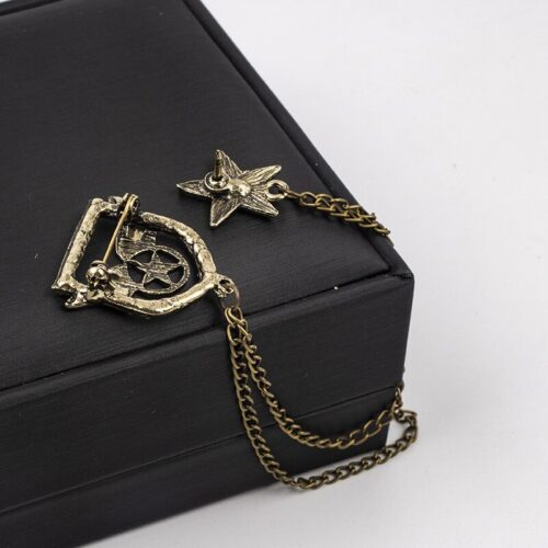 Fly Away Rockstar | Army Style Wings Star Brooch w/ Chains - Image 4