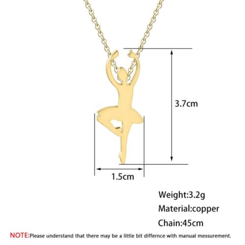 14KT Gold Plated Ballerina Ballet Dancer Necklace - Image 4
