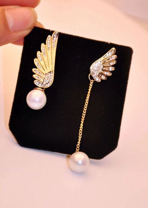 Take Flight | Asymmetrical Angel Wing Earring Pearl Earrings - Image 4