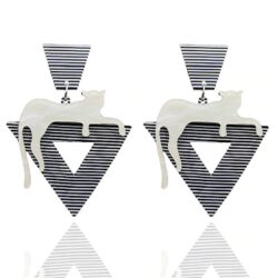 leopard earrings, cat earrings, abstract earrings, triangle earrings, oversized earrings. statement earrings, cat earrings