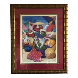 2002 "Monkeys on the Beach" Anthropomorphic Lithograph by Dan Poole, Framed