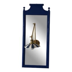 Custom Chinoiserie Swing Arm Lamp on Bali Hai Pagoda Mirror
