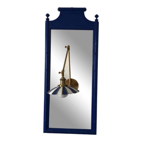 Custom Chinoiserie Swing Arm Lamp on Bali Hai Pagoda Mirror