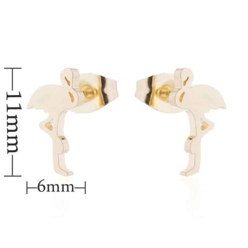 Cute Flamingo  #1 Gold Stud Earrings for Little Girls - Image 6