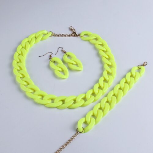 Chunky Chain Acrylic Necklace, Bracelet, & Earring Set - Image 4