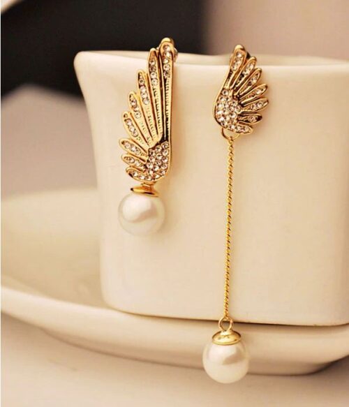 Take Flight | Asymmetrical Angel Wing Earring Pearl Earrings - Image 2