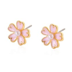Pretty In PInk Pearl Flower Stud Earrings