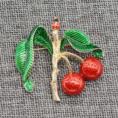 Cherry Brooch w/ a Ladybug on Top - Image 5