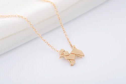 Origami Poodle Necklace Gold Plated - Image 2