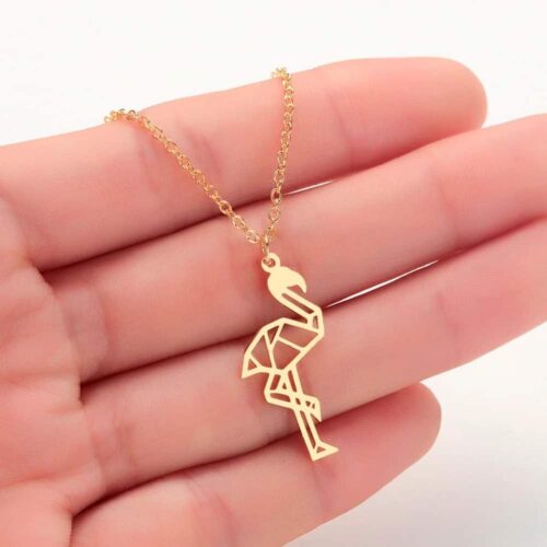 Geometric Flamingo Necklace (Gold) - Image 2