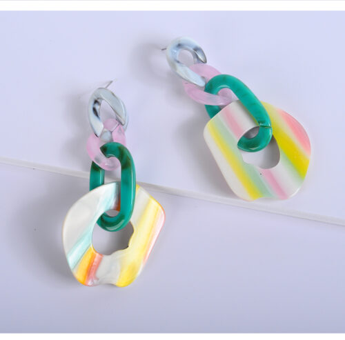 Off-The-Chain Watercolor Stripe Acrylic Earrings - Image 2