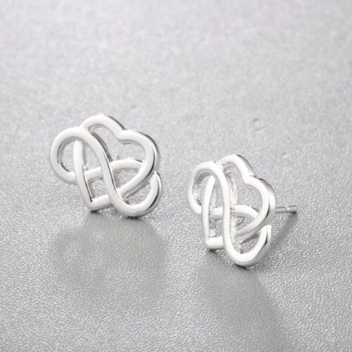 Infinity Stud Heart Earrings | Delicate Heart Earrings | Modern Heart Earrings | Silver Heart Earrings - Image 5