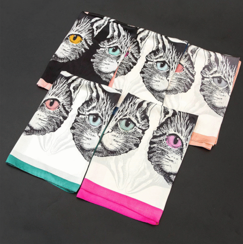 Cat Eyes | Etched Drawing of Cats Scarf or Bandana - Image 7