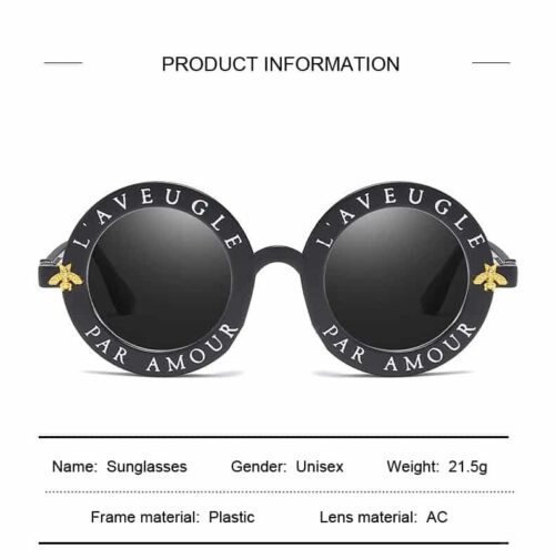 Glamorous & Chic Retro L' Avenugle 3 Word Amour "Blinded By Love" Sunglasses - Image 7