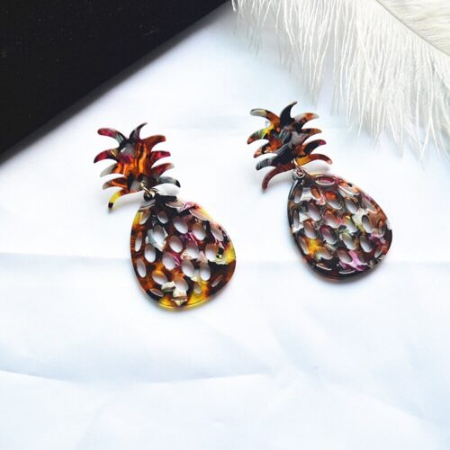 Pineapple Tortoiseshell Designer Earrings - Image 4
