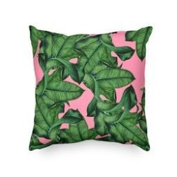 Miami Banana Leaves w/ Pink Fabric by The Meter